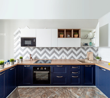 Матовая синяя кухня